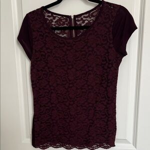 New York & Company Burgundy Lace Blouse